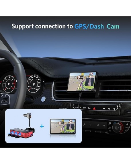 BESTEK 180W Cigarette Lighter Adapter Splitter with PD36W/65W and QC3.0 18W LED Voltage Display for 12V/24V Vehicles Red